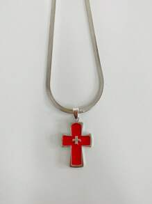 1 Piece Men's Y2K Blade Chain Cross Necklace Ins Style Dark Gothic Punk Style Necklace Niche Design Cool And Spicy Style