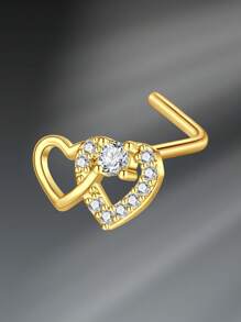 CIZME 1PC Nose Studs For Women Nose Rings Studs Nostril Nose Piercing Jewelry L Shaped Nose Studs Nose Rings Stainless Steel Y2K Silver Gold White Pink L Shape Nose Screw Nose Studs Heart Flower Crown Leaf Nose Stud