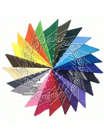 5 Pcs Unisex Paisley Patterned Bohemian Elegant Casual Polyester DIY Square Bandanas, Headscarves, Handkerchiefs, Versatile For Spring/Summer