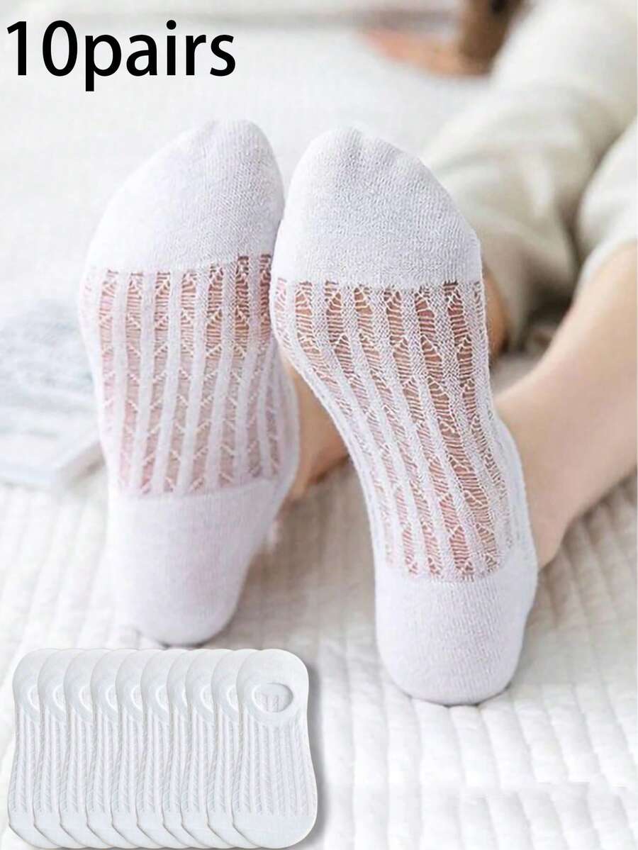 10/5/1 Pair Women's Summer Thin Invisible Socks, Silicone Non-Slip Mesh Breathable No Show Socks - Multicolor - View 1