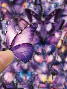 SCXXBSW 50pcs Purple Butterfly Cartoon Graffiti Stickers Decorative Water Cups Notebook Luggage Double Transparent Waterproof Stickers - Multicolor - View 7