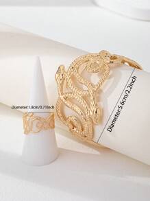 2er Pack Eisen Metall Snake Armreif und Ring Set, Frauen Schlangen Design Armreif und Ring Schmuckset