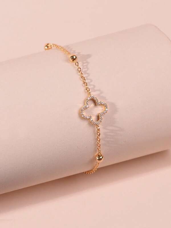 1 pieza Pulsera de mujer con micro-zirconia floral, regalo para amigos en el Día de San Valentín