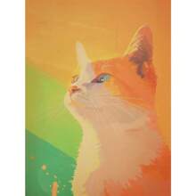 1 pièce Affiche imprimée d'art mural représentant un chat coloré, un dinosaure mignon, un hibou, un chat roux, un chien maximaliste. Peinture sur canevas pour décoration de la maison dans les salons, chambres à coucher, salles à manger. Cadres modernes en option, ainsi que des affiches murales, des peintures sur canevas et des cadres réutilisables