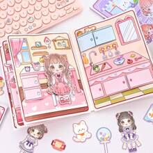 1 set de kit de matériel de livre tranquille DIY, sans découpage requis. Livre d'habillement fait main pour filles et enfants, livre d'autocollants 3D d'habillement, livre éducatif Montessori, livre d'autocollants de décoration thématique pour filles. Fournitures éducatives pour enfants DIY, retour à l'école, anniversaire, Noël, Halloween, Pâques, cadeaux de Thanksgiving