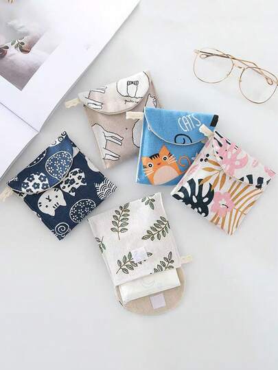 1 件无纺布卫生巾收纳袋，适用于旅行收纳袋、化妆包、化妆包、度假收纳袋、大容量化妆品收纳盒、化妆盒，可容纳口红、刷子、护肤品、手机、硬币、小物品，适用于家庭、礼物、度假和节日万圣节圣诞节多功能用途，波西米亚风