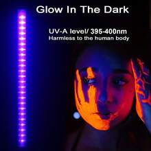 1 pieza Barra de Luz Negra de LED UV T5 de 5W con Interruptor de Encendido/Apagado, Luz Negra Portátil a través de USB, para Ambiente Festivo de Halloween, Dormitorio y Diversión - Morado - Ver 3