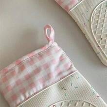 1 件格子耐热手套，厚硅胶烤箱手套，适用于厨房烘焙，耐高温，防滑且可微波