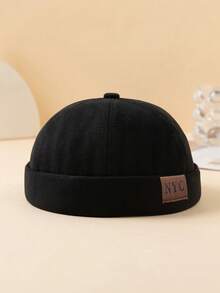 1顶街头时尚休闲基础款纯色可调节纽约市贴片棒球帽，男士款，适合日常佩戴