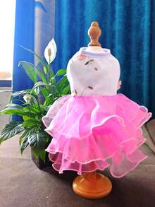 Pet Clothes, Dog Apparel, Cat Princess Pleated Dress, Puppy Costume, Dog Dress, Animal Outfit, European And American Hot-Selling Angel Wings Dress New Arrival Dog Clothes Princess Dress - Pink - View 3