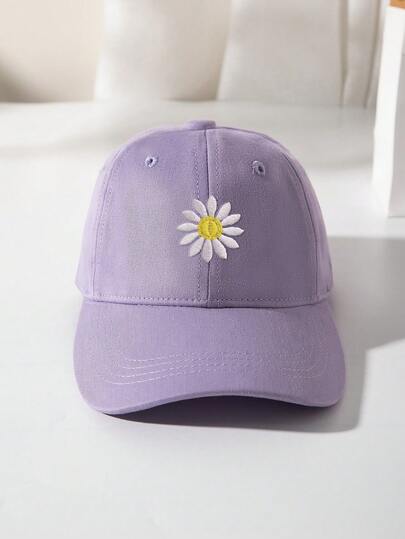 1 件 3-12 岁儿童 Snapback 帽，春季和秋季，时尚中性儿童遮阳帽，刺绣花卉，适合室内和室外使用