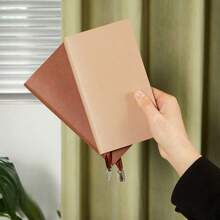 1pc A6 Metal Pendant PU Leather Notebook, 100 Pages Pocket Diary Journal, 6.97in * 3.94in, Hardcover