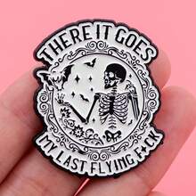 Skeleton Bat Enamel Pin Halloween Brooch Pines Lapel Pins Badge On Backpack Clothing Accessories Punk Jewelry Holiday Gifts - NR10289 - View 2