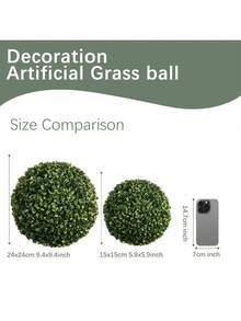 1pc Artificial Milan Grass Balls, Green Decorations, Two Choices Of Size, Artificial Plants, Easy To Remove, Easy To Care, Garden Decorations, School Dormitory Office Decorations, Outdoor Party Events Festive Birthday Party Decorations, Wedding Season, Graduation Season Decorations, Spring And Summer Decorations, Home Entrance Hotel Dining Room Living Room Bedroom Wedding Banquet Kitchen Garden Decorations - Green - View 4