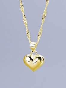 1 件 S925 纯银闪亮精致心形吊坠项链，适合女性、节日和生日礼物、婚礼订婚、新娘珠宝、情人节礼物 - 愛心 - 查看 15