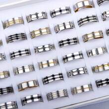 20 件时尚不锈钢戒指，男女混合风格，简约心形爱心蝴蝶几何珠宝派对礼物