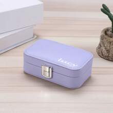 1 pieza Caja de joyería personalizada de color macaron, de gran capacidad, unicolor, portátil para viajes, para almacenamiento de anillos y collares, regalo de moda y romántico para el Día de la Madre, Día de San Valentín, personalizado, caja multifuncional para organizar maquillaje y joyería.