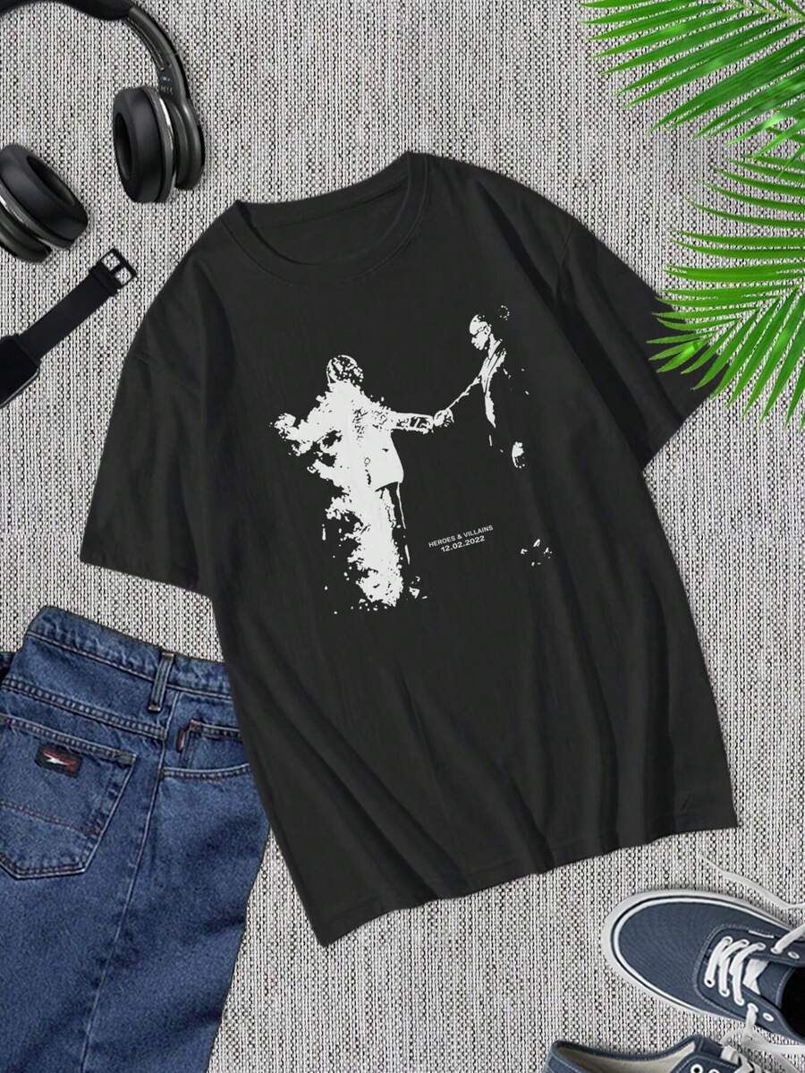 Camiseta de Héroes y Villanos - Edición Limitada Exclusiva en Negro. Diseño Gráfico Único. Moda Urbana para Hombres y Mujeres. ¡Compra Ahora! [Stock Limitado] - Negro - Ver 1