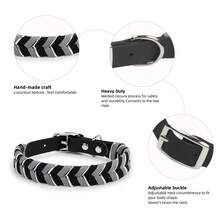 1pc Handmade Colorblock PVC Adjustable Waterproof Dirt-Resistant Pet Collar, Retro Luxury Style Dog Leash Collar - Black - View 5
