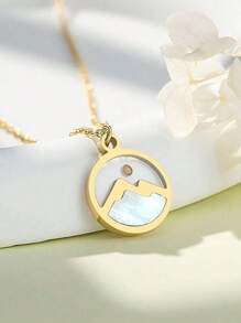 1 pieza Collar con colgante de montaña móvil, fe, amor y corazón en color plateado/dorado, regalo inspiracional cristiano de graduación para mujeres y niñas (se enviará el estilo al azar)