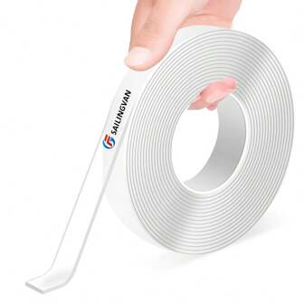 Sailingvan Sterke dubbelzijdige tape, stevige dubbelzijdige tape voor muren, transparante en sterke nanotape, dubbelzijdige montagetape, plakband, verwijderbare muurtape voor het ophangen van foto's, posters, tapijten (3 meter), voor schoolbenodigdheden, terug naar school
