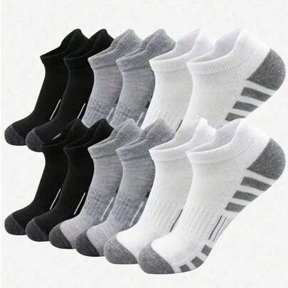 Set de 24 piezas/18 piezas/12 piezas/10 piezas/8 piezas/6 piezas/4 piezas/2 piezas de calcetines para hombre, calcetines deportivos, calcetines de baloncesto, calcetines de fútbol, calcetines invisibles, calcetines blancos, calcetines tobilleros, calcetines negros, calcetines cortos, calcetines tobilleros, diseño antideslizante de doble capa, cómodos y transpirables, suaves, adecuados para vestimenta casual de negocios, deportes al aire libre, estilo universitario, uso diario en todas las estaciones, calcetines invisibles y tobilleros, gimnasio