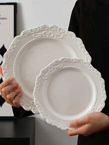 DearDali 手工巴洛克风格浮雕陶瓷餐具套装，家庭厨房意大利面盘甜品盘，酒店餐厅西餐盘，欧式早餐盘 - 彩色 - 查看 11