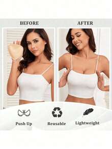 Breathable Silicone Triangle Thickened Bra, Strapless Bra, Adhesive Bra, Thick Pasties, Enhances Small Busts, Suitable For Daily Wear - Yellow - View 5