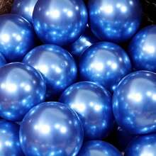 50pcs Metal Blue Balloons 12/10/5 Inches, Chrome Blue Latex Balloons Used For Graduation Baptism Shower Party Birthday Party Decoration Balloons