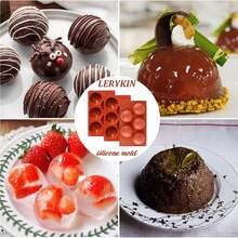 大型 5 腔半球形硅胶模具，半球形烘焙模具不粘，用于制作大尺寸热巧克力炸弹、果冻、蛋糕、圆顶慕斯 - 巧克力 - 查看 6