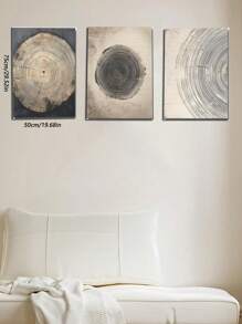 3 piezas de arte de lienzo con anillos de árbol rústicos enmarcados, impresiones de arte de pared con estética vintage minimalista y bohemia para decorar la sala de estar, el dormitorio y la oficina - un regalo perfecto