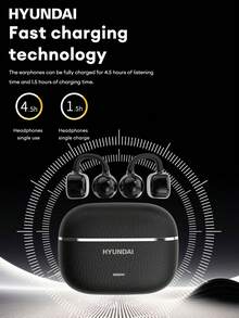 HYUNDAI 现代 HY-C03 简约蓝牙耳机，骨传导，长播放时间，低延迟，环绕声，高保真音乐，游戏，通话，降噪，麦克风，运动，跑步，商务，适用于智能手机和电脑的无线耳机耳夹式耳机 - 彩色 - 查看 4