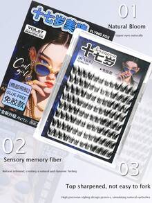 96 sợi/hộp lông mi giả không keo, lông mi giả hình mắt cáo, thân thiện với da, có thể tái sử dụng, tự dính, độ cong chữ C 0.07mm, thích hợp cho các bữa tiệc. - C - Xem 10