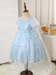 Nuevo vestido de princesa cute para niñas, disfraz de princesa de cuento de hadas con falda de tul y gasa para actuaciones y espectáculos infantiles de la Princesa Frozen