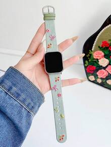 1 件女式刺绣蝴蝶结、花朵、樱桃水洗牛仔皮革表带，兼容 表带 38 毫米 40 毫米 41 毫米 42 毫米 44 毫米 45 毫米 49 毫米 S10 42 毫米 S10 46 毫米，时尚、可爱、舒适可更换表带，兼容 Series 11 Ultra 3 SE3 Ultra 2 S10 SE2 9 8 7 SE 6 5 4 3 2 1 - 淡青色 - 查看 2