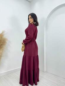 Vestido Feminino Longo Com Manga Longa, Bojo, Tecido Duna Forrado. Tamanho Único do 36-42. Alta em moda inverno, Elegante.