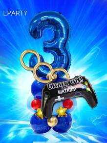 23-teiliges blaues & goldenes Ballon-Set für Gamer-Geburtstag - 32 Zoll blaue Nummer-Luftballons 0-9, Spielkontroller Folien-Luftballons, metallisch goldene lange Luftballons, 5 Zoll goldene Stern-Luftballons, 10 Zoll dunkel- und hellblaue Latex-Luftballons - perfekt für Gaming-Party Dekoration, Videospiel-Themen Geburtstag Dekor, Arcade-inspirierter Hintergrund, Geschwindigkeit & Action Party-Stil