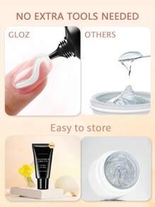 GLOZ 35ML 3D Sculpting Gel Nail Glue For Nail Designs And DIY Nail Art - Clear Gel Polish For Drawing, Molding, Sculpture And Decoration With Nail Rubbing Strips