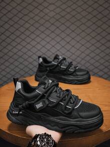 Zapatillas casuales de verano para hombres, diseño especial, de suela gruesa, transpirables, versátiles, con diseño atlético y deportivo, suela gruesa, aumentan la altura, duraderas, livianas, estilo retro robusto, para gimnasio