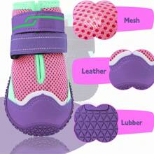 Dog Shoes For Hot Pavement, 4 Pack Breathable Dog Boots& Paw Protectors, Outdoor Dog Booties For Hardwood Floors, Reflective Dog Shoes Large Size Dogs