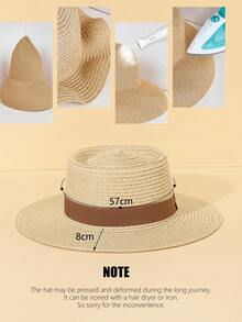 1 件女士法式帽子，英国夏季海滩草编遮阳帽，适合旅行和度假保护 - 彩色 - 查看 7