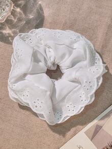 1pc Women's Elegant White Lace Scrunchie, Delicate Layered Design, Versatile Hair Accessory For Everyday Use Scrunchies Hair Ties Scrunchy Hair Ties Ponytail Head Accessories Elastic Band Beauty Home Hair Accessories - White - View 6