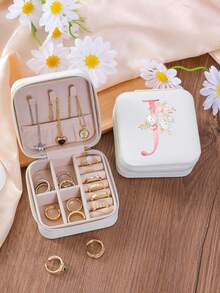 1 件 A-Z 花卉首饰盒、粉色渐变首字母多功能珠宝展示盒、迷你首饰盒、女士生日礼物、女友、朋友礼物、圣诞节、万圣节、生日、结婚礼物、时尚旅行首饰盒、个性化礼物 - 女士旅行首饰盒、少女圣诞礼物、A-Z 首字母旅行首饰盒