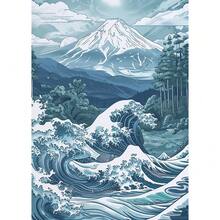 1 件/3 件葛饰北斋浮世绘蓝绿瀑布帆布印刷品传统日本艺术复古墙海报亚洲风景艺术家居装饰无框旅行相框旅行 - 彩色 - 查看 20