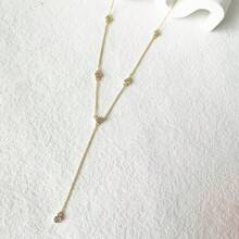 Women Elegant Versatile Crystal Rhinestones Long Y-Shape Tassel Necklace