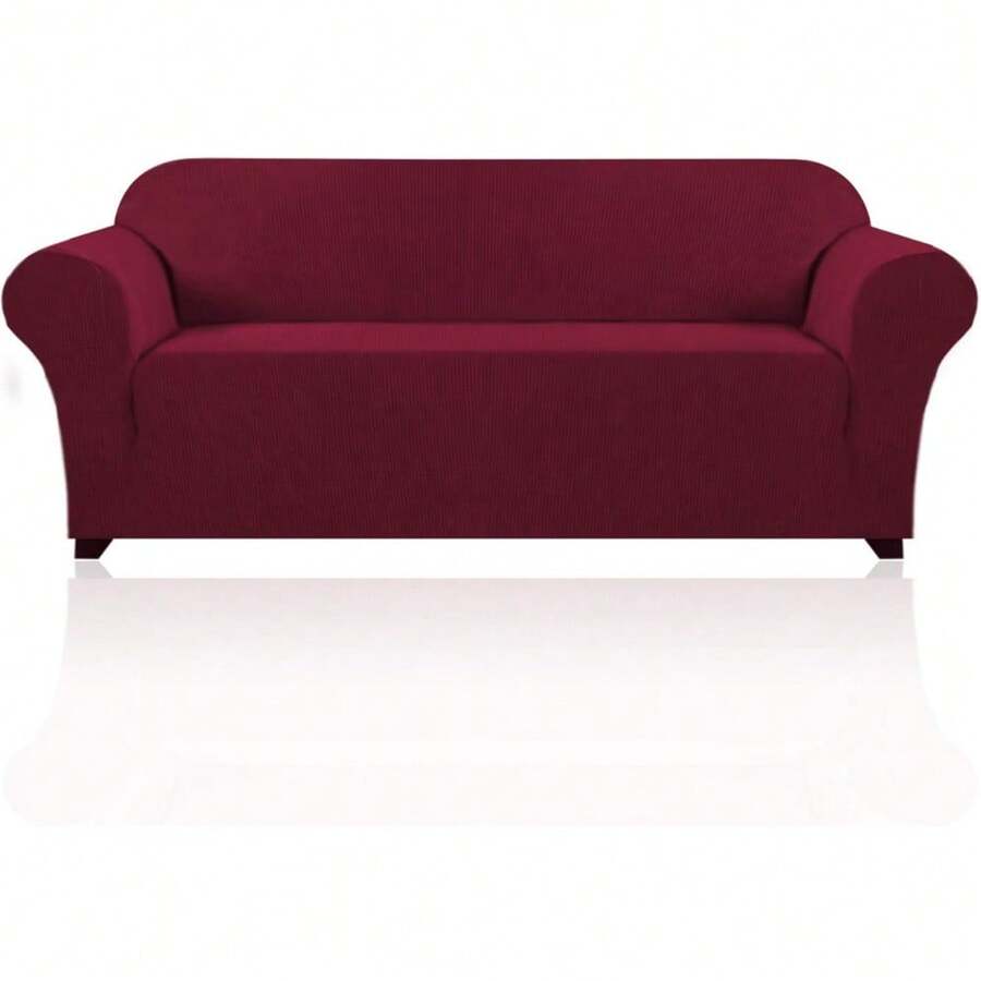 Stretch Sofa Slipcover Couch Covers Dogs Pet Friendly Fitted Furniture Protector Sofa Covers With Non Slip Elastic Bottom For 3 Cushion Couch - Burgundy Red - View 1