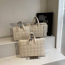 YOONI 1PC Ins Style Minimalist And High-End Plaid Computer Bag, Solid Color IPad Protective Handbag Suitable For Students And Office Workers