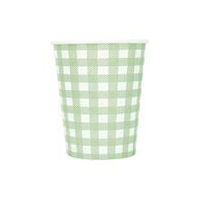 10 件/30 件/60 件鼠尾草绿格子派对用品绿白扇形格子纸盘杯子餐具套装绿格子盘子一次性鼠尾草白格子派对装饰适用于生日家庭野餐烧烤 - 綠白 - 查看 7