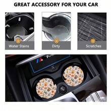 2 pièces de dessous de verre à motif floral pour voiture, tapis de coupe de voiture élégant et durable, séchage rapide et antidérapant