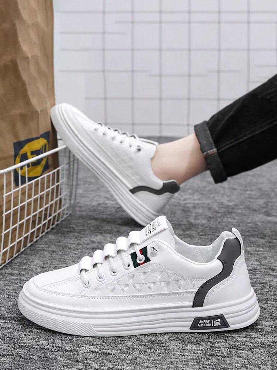 Zapatos de hombre. Cómodos zapatos planos para hombre. Elegantes y versátiles zapatillas deportivas casuales para hombre. Diseño con cordones, punta redonda. Suela antideslizante. Ideales para diversas ocasiones como la universidad, vacaciones, la oficina, el hogar, el gimnasio y actividades al aire libre. - Gris - Ver 1